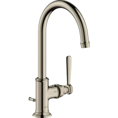 Смеситель для раковины Axor Montreux 210, однорычажный, с рычаговой рукояткой, со сливным гарнитуром, полированный никель арт. 16517830