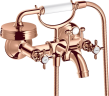 Купить купить смеситель для ванны axor montreux, внешнего монтажа, с 2 крестообразными рукоятками, полированное красное золото арт. 16540300