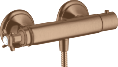 Термостат для душа Axor Montreux, внешнего монтажа, с крестообразной рукояткой, шлифованное красное золото арт. 16261310