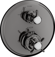 Термостат Axor Montreux, с запорным вентилем, с крестообразной рукояткой, полированный черный, хром арт. 16800330