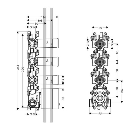 Купить купить модуль термостата axor showersolutions крытая часть 3/4 арт. 10750180