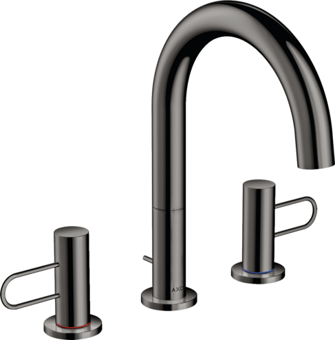 Купить купить смеситель для раковины axor uno на 3 отверстия, 160, с рукоятками-петлей, со сливным гарнитуром, полированный черный, хром арт. 38054330