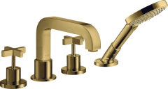 Смеситель для ванны AXOR Citterio на 4 отверстия с крестообразными рукоятками, полированное золото арт. 39453990