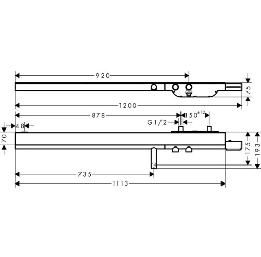 Купить купить термостат для ванны axor showersolutions 1200, внешнего монтажа, шлифованное золото арт. 45421250
