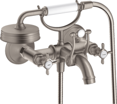 Смеситель для ванны Axor Montreux, внешнего монтажа, с 2 крестообразными рукоятками, сталь арт. 16540800
