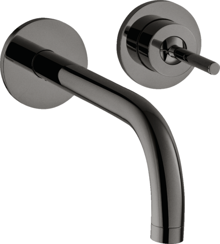 Купить купить смеситель для раковины axor uno настенный, с изливом 225 мм, с отдельными розетками, полированный черный, хром арт. 38116330