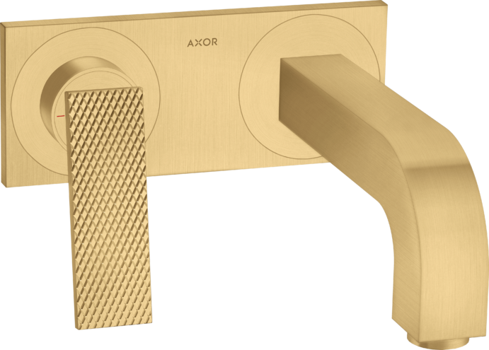 Купить купить смеситель для раковины настенный axor citterio 220 мм, с панелью - с текстурой, матовое золото арт. 39171250