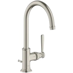 Смеситель для раковины Axor Montreux 210, однорычажный, с рычаговой рукояткой, со сливным гарнитуром, сталь арт. 16517800