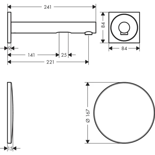 Купить купить электронный смеситель axor uno настенный, с изливом 221 мм, хром арт. 45111000