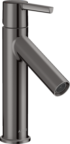 Купить купить смеситель для раковины axor starck 100, однорычажный, с рычаговой рукояткой, с не запираемым сливным набором, полированный черный, хром арт. 10003330