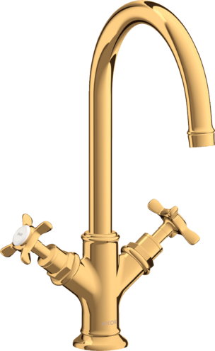 Купить купить смеситель для раковины axor montreux 210, с 2 крестообразными рукоятками, со сливным гарнитуром, полированное золото арт. 16502990