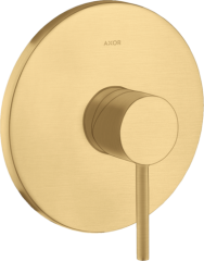 Смеситель для душа Axor Starck, однорычажный, скрытого монтажа, с круглой рычаговой рукояткой, шлифованное золото арт. 10616250
