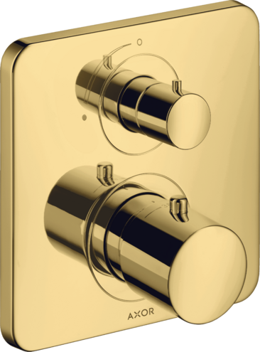 Купить купить термостат с запорным вентилем axor citterio m, полированное золото арт. 34705990