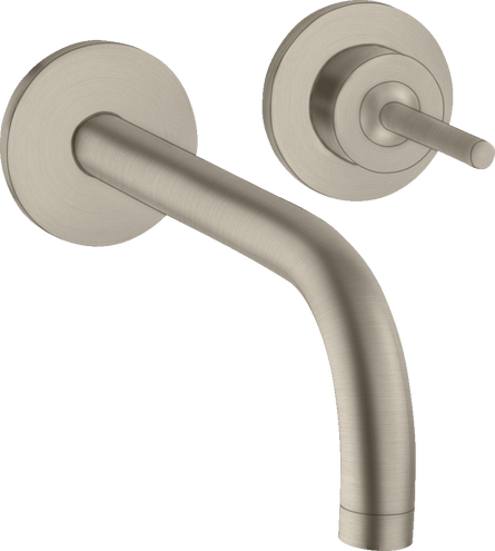 Купить купить смеситель для раковины axor uno настенный, с изливом 225 мм, с отдельными розетками, шлифованный никель арт. 38116820