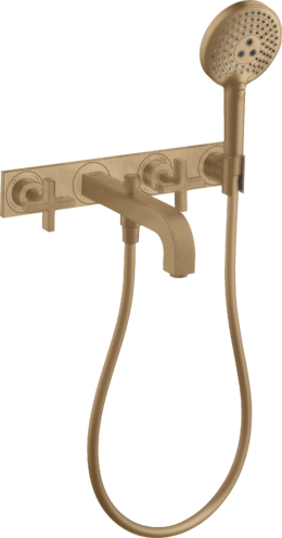 Купить купить смеситель для ванны axor citterio на 3 отверстия, настенный, с крестообразными рукоятками, с панелью, матовая бронза арт. 39441140