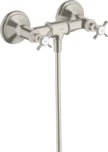 Купить купить смеситель для душа axor montreux, внешнего монтажа, с 2 крестообразными рукоятками, сталь арт. 16560800