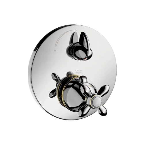 Купить купить термостат axor carlton с запорным вентилем с крестовой рукояткой для скрытого монтажа, хром и золото арт. 17705000