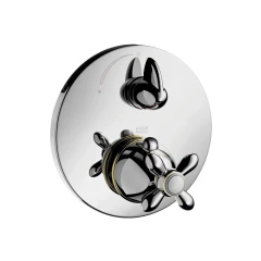 Термостат AXOR Carlton с запорным вентилем с крестовой рукояткой для скрытого монтажа, хром и золото арт. 17705000