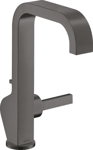 Купить купить смеситель для раковины axor citterio 190, с тонкой рукояткой, со сливным гарнитуром, матовый черный, хром арт. 39034340