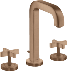 Смеситель для раковины AXOR Citterio на 3 отверстия, 170, с изливом 140 мм, с крестообразными рукоятками, с отдельными розетками, со сливным гарнитуром,  матовое красное золото арт. 39133310