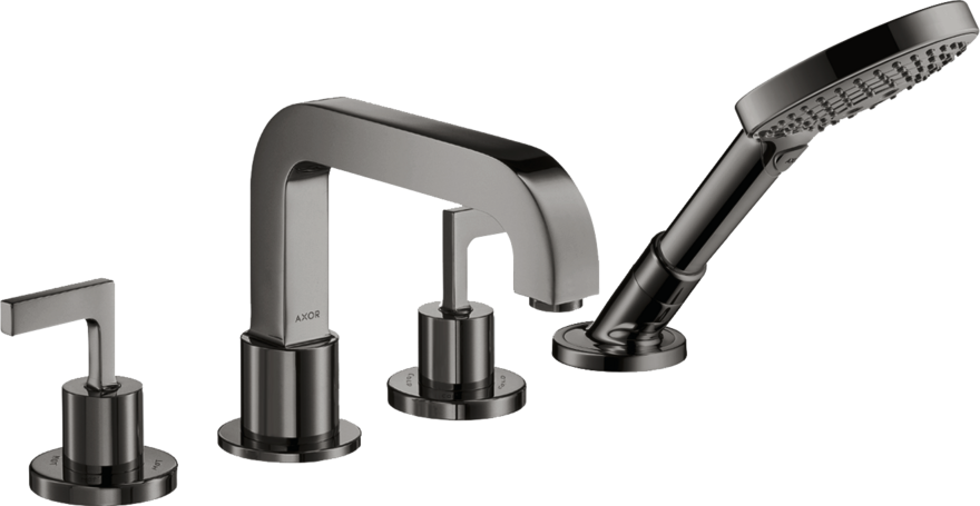 Купить купить смеситель для ванны axor citterio на 4 отверстия на плитку с рычаговыми рукоятками, полированный черный, хром арт. 39454330