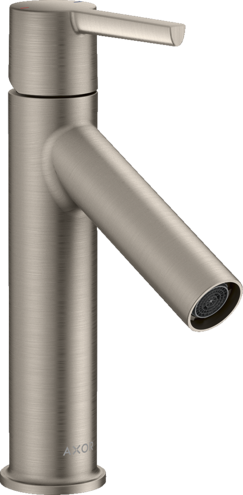 Купить купить смеситель для раковины axor starck 100, однорычажный, с рычаговой рукояткой, с не запираемым сливным набором, сталь арт. 10003800