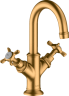Купить купить смеситель для раковины axor montreux 160, с 2 крестообразными рукоятками, со сливным гарнитуром, для гостевой раковины, шлифованное золото арт. 16505250