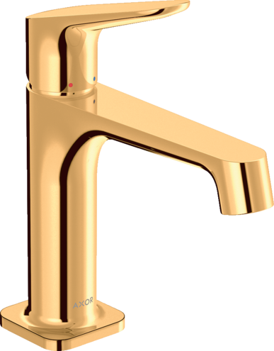 Купить купить смеситель для раковины axor citterio m, однорычажный, 100, с не запираемым сливным набором, полированное золото арт. 34017990