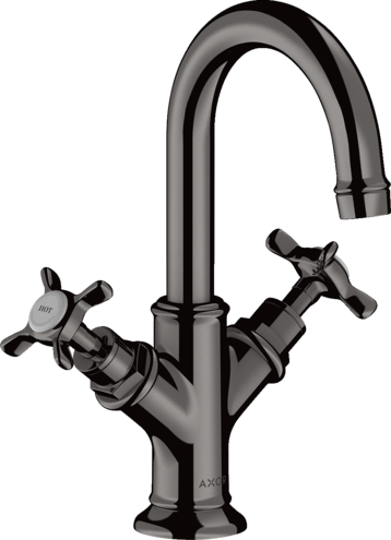 Купить купить смеситель для раковины axor montreux 160, с 2 крестообразными рукоятками, со сливным гарнитуром, для гостевой раковины, полированный черный, хром арт. 16505330