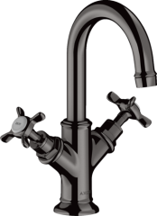 Смеситель для раковины Axor Montreux 160, с 2 крестообразными рукоятками, со сливным гарнитуром, для гостевой раковины, полированный черный, хром арт. 16505330