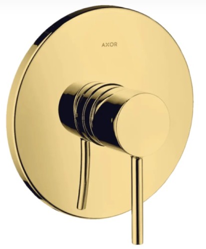 Купить купить смеситель для душа axor starck, однорычажный, скрытого монтажа, с плоской рычаговой рукояткой, полированное золото арт. 10614990