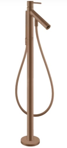 Купить купить смеситель для ванны напольный axor starck, однорычажный, с плоской рычаговой рукояткой, шлифованное красное золото арт. 10455310