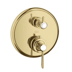 Термостат Axor Montreux, с запорным вентилем, с рычаговой рукояткой, полированная бронза арт. 16801130