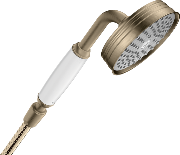 Купить купить ручной душ axor montreux с белой рукояткой 1/2, шлифованный никель арт. 16320820