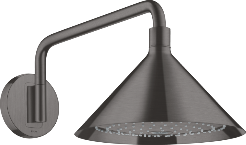 Купить купить верхний душ axor showers/front 240 2jet, с держателем, шлифованный черный, хром арт. 26021340