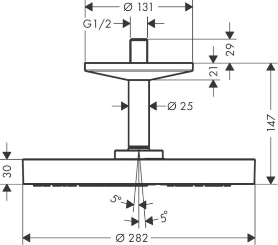 Купить купить верхний душ axor one 280 1jet с потолочным подсоединением, шлифованное красное золото арт. 48493310