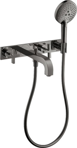 Купить купить смеситель для ванны axor citterio на 3 отверстия, настенный, с крестообразными рукоятками, с панелью, полированный черный, хром арт. 39441330