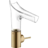 Купить купить смеситель для раковины axor starck v, со стеклянным изливом, однорычажный, 140, с не запираемым сливным набором, полированная бронза арт. 12112130