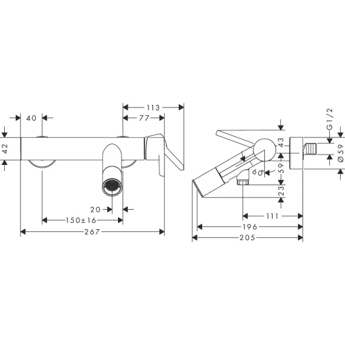 Купить купить смеситель для ванны axor starck, однорычажный, внешнего монтажа, с плоской рычаговой рукояткой, сталь арт. 10465800