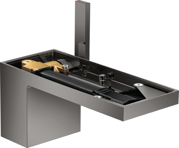 Купить купить смеситель для раковины axor myedition 70 со сливным клапаном push-open без панели, полированный черный, хром арт. 47012330