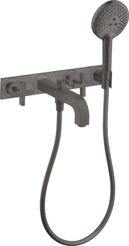 Купить купить смеситель для ванны axor citterio на 3 отверстия, настенный, с крестообразными рукоятками, с панелью, матовый черный, хром арт. 39441340