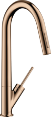 Смеситель для кухни Axor Starck 270, однорычажный, с вытяжным душем, полированное красное золото арт. 10821300