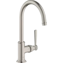 Смеситель для раковины Axor Montreux 210, однорычажный, с рычаговой рукояткой, с не запираемым сливным набором, сталь арт. 16518800