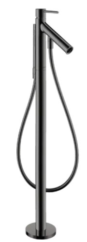 Купить купить смеситель для ванны напольный axor starck, однорычажный, с плоской рычаговой рукояткой, полированный черный, хром арт. 10455330
