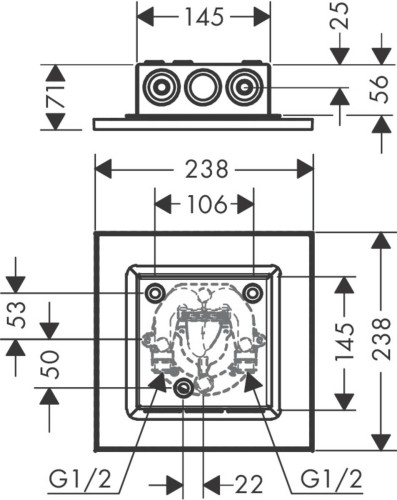 Купить купить верхний душ axor showersolutions 250/250 2jet, потолочный монтаж, хром арт. 35313000