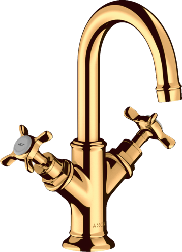 Купить купить смеситель для раковины axor montreux 160, с 2 крестообразными рукоятками, со сливным гарнитуром, для гостевой раковины, полированное золото арт. 16505990