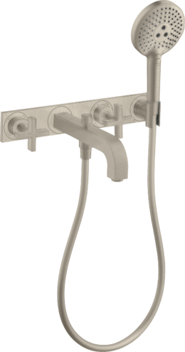 Купить купить смеситель для ванны axor citterio на 3 отверстия, настенный, с крестообразными рукоятками, с панелью, матовый никель арт. 39441820