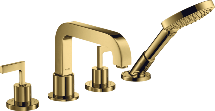 Купить купить смеситель для ванны axor citterio на 4 отверстия на плитку с рычаговыми рукоятками, полированное золото арт. 39454990