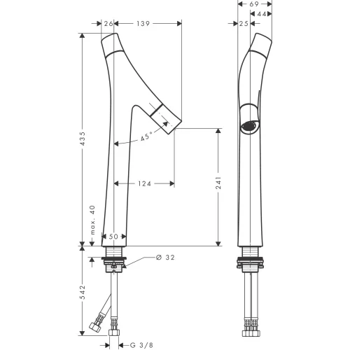 Купить купить смеситель для раковины axor starck organic 240, с двумя рукоятками, для накладной раковины, с не запираемым сливным набором, шлифованное золото арт. 12013250