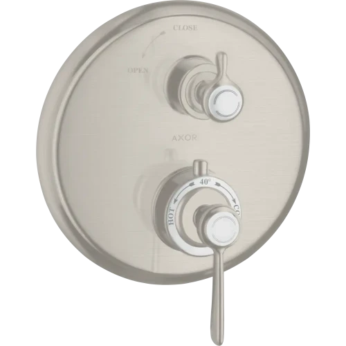 Купить купить термостат axor montreux, с запорным вентилем, с рычаговой рукояткой, сталь арт. 16801800